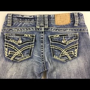 Amethyst Jeans Low Rise Flap Pocket Thick Stitch